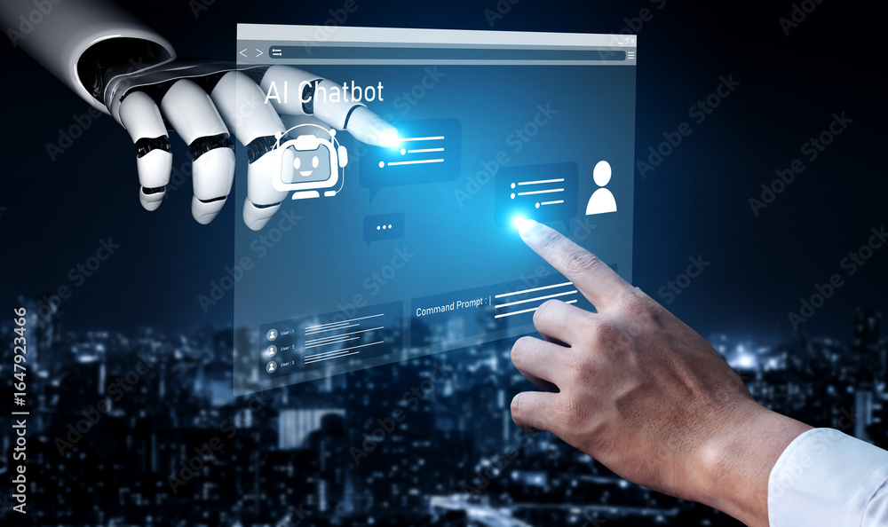 Poster ai virtual assistant artificial intelligence chatbot controlled by prompt engineering for explainabl