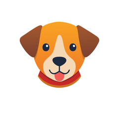 Obraz premium Cute Dog Cartoon Face with Collar Tongue out Puppy Illustration