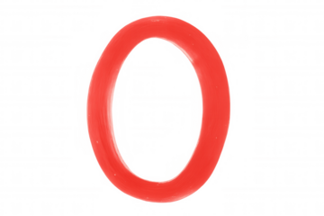 Red zero numeral sculpted from vibrant modeling clay, standing against transparent backdrop, emphasizing sculptural form