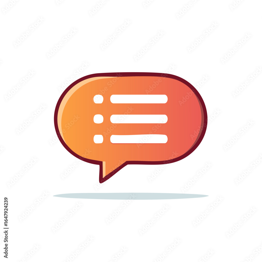 Poster vibrant gradient chat bubble with checklist icon for digital communication app