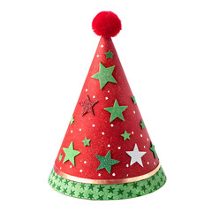 Festive Party Hat Mint Green Red isolated on transparent background