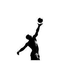 Black Beach Volleyball Player Silhouette – Clean White Background – High-Res Vector
