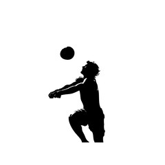 Black Beach Volleyball Player Silhouette – Clean White Background – High-Res Vector