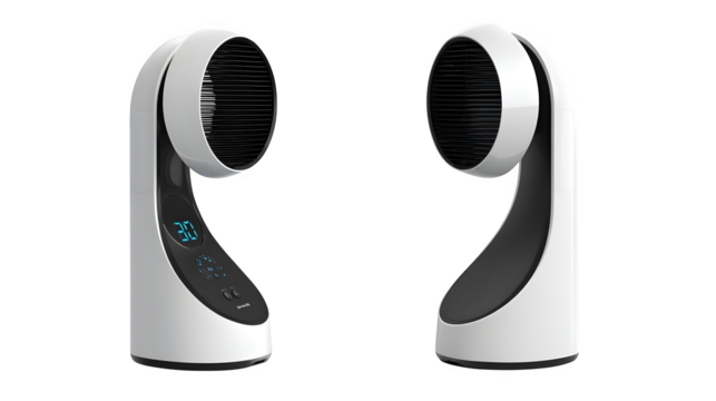 Sleek modern desk fan with digital display and touch controls for comfortable airflow and smart home integration