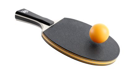 Ping pong paddle and ball ready for a dynamic game, capturing the excitement of sport and competition.