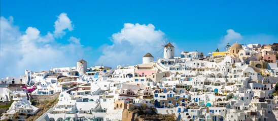 The gorgeous village of Oia on the northern tip of Santorini Island, Cyclades Islands, Greece