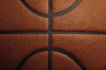 Realistic flat basketball texture background showcasing detailed surface patterns and grooves suitable for sports design or graphic projects