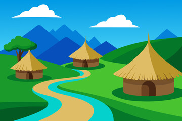 Beautiful village evil vector illustration 