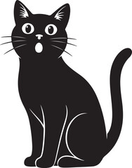 Obraz premium Vector art of a surprised black cat sitting and looking forward, isolated on white background
