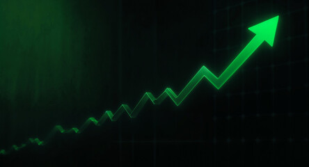 Green Upward Line Graph &ndash; Symbol of Growth, Progress, and Financial Success