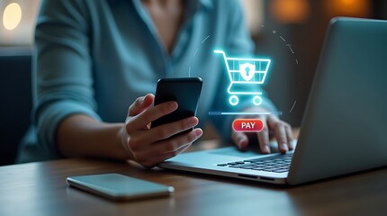 Secure-online-shopping-experience-laptop-smartphone-with-digital-payment-options 