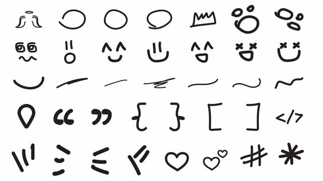 Pack of 37 interactive doodle animations, hand-drawn sketches and scribbles being drawn. Includes black, white, and transparent backgrounds. ProRes 4444 with alpha channel for easy use.