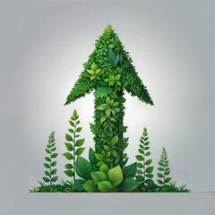 Green Leaf Upward Arrow &ndash; Symbol of Growth, Progress, and Sustainability