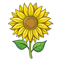 Golden Sunflower Drawing Vector