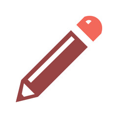 Red Color Pencil  In Fill Icon