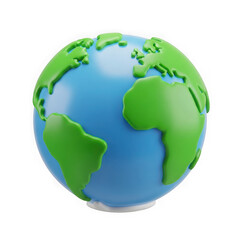 Stylized cartoon earth globe isolated on transparent background