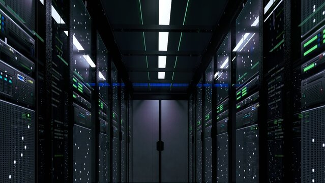 interior of a modern, high-tech data center or server room. - Powered by Adobe