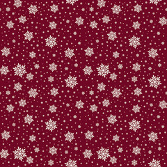seamless pattern with snowflakes christmas red background