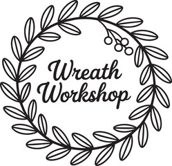 Elegant Wreath Workshop Vector Illustration with Berries for Floral Design Event