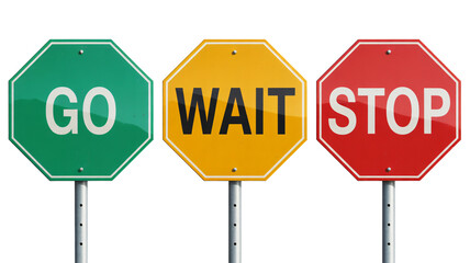 Go, wait, and stop signs, traffic control instruction signals