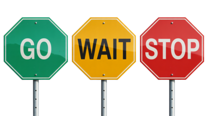 Go, wait, and stop signs, traffic control instruction signals