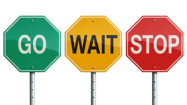 Go, wait, and stop signs, traffic control instruction signals