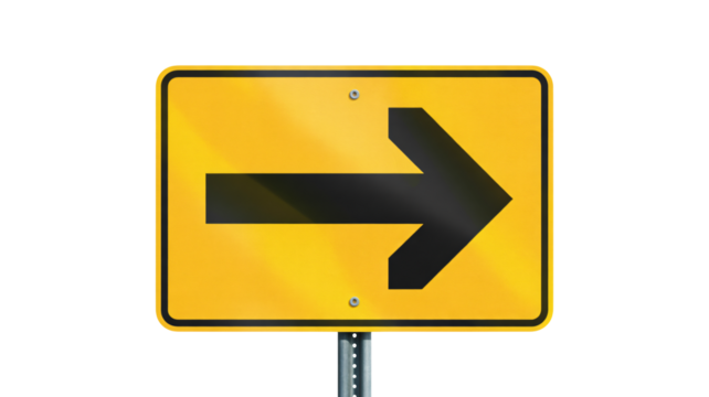 Follow this right turn road direction for safety travel