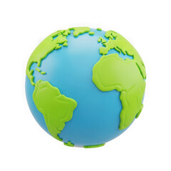 Naklejka premium Stylized earth globe with continents isolated on transparent background