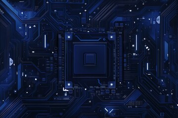 Fototapeta premium Digital Core: A Luminous Circuit Board with a Central Chip