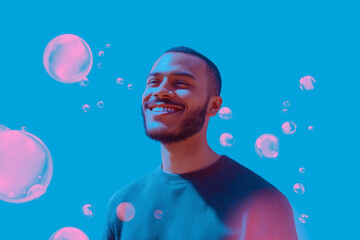 man with soap bubbles