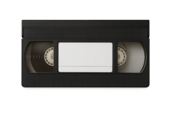 Black vhs video cassette tape on transparent background