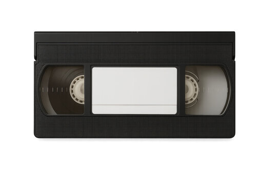 Black vhs video cassette tape on transparent background
