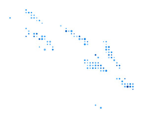 Fototapeta premium Solomon Islands Dot Map. Country Digital Style Shape. Solomon Islands vector image. Country shape blue circular dots. Modern vector illustration.