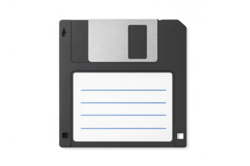 3.5 inch floppy disk on transparent background representing data storage
