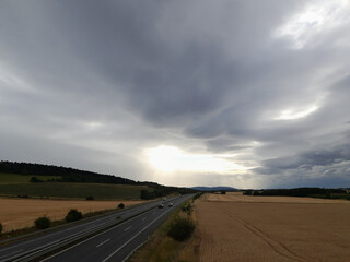 Hauptstraße, Wolken, Wetter, Feld, Natur