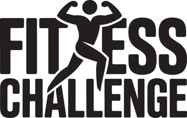 Fitness Challenge Silhouette Vector Design for Gym, Workout, and Health Promotion