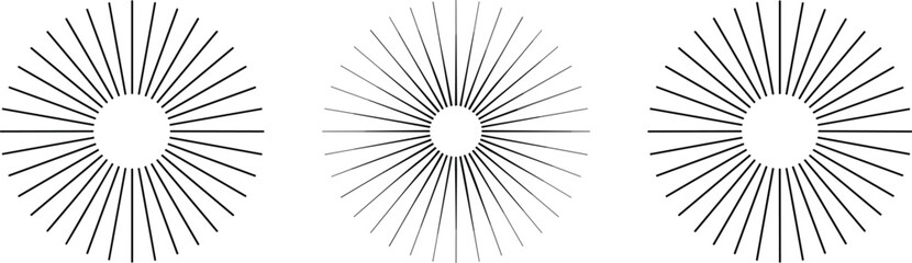 Obraz premium Abstract radial line pattern, optical illusion, geometric sunburst design, black and white art background