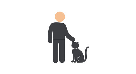 Pet Interaction, Human and Cat, Home Environment, Vector Illustration, Simple Flat Design Concept