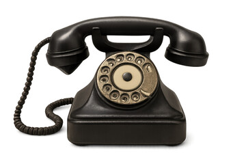Old rotary phone isolated on transparent background with clipping path