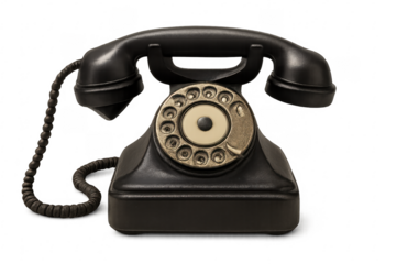 Old rotary phone isolated on transparent background with clipping path