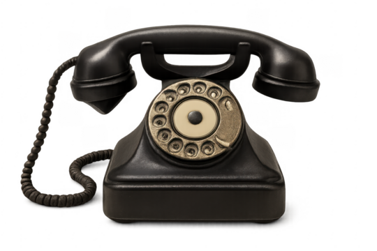 Old rotary phone isolated on transparent background with clipping path
