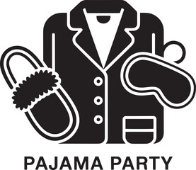Pajama Party Vector Illustration with Sleepwear, Slippers, and Eye Mask on Transparent Backdrop