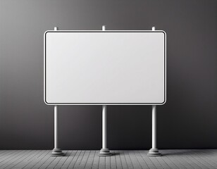Obraz premium isolated blank white road sign on pole