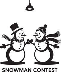 Snowman Contest Illustration with Two Snowmen Under a Lamp for Winter Competitions