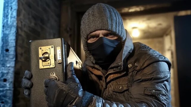 Mysterious intrusion: masked offender, covert burglary, silent entry, personal loss, criminal act, stolen asset, law violation, home breach, stealth tactic, unseen danger, household alarm.