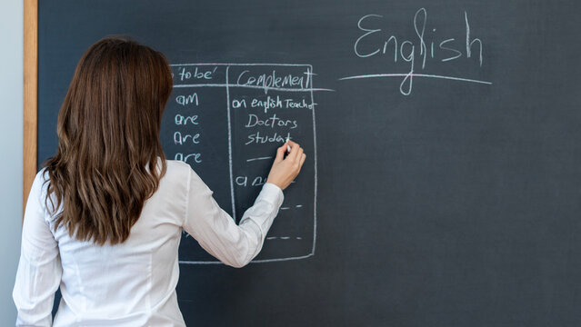 teacher woman at the blackboard