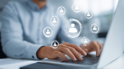 niche marketing and personalization marketing segmentation strategy and analysis marketer using laptop computer to analyze target customer data