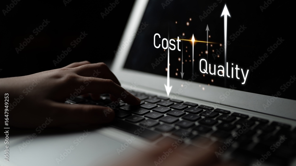 Poster increase quality and reduce cost represent quality, cost, and performance optimization for business 
