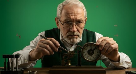 Artisan Watchmaker Meticulously Repairing a Vintage Clock with Precision Tools