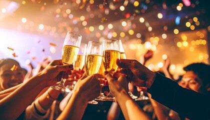 Celebration toast with champagne